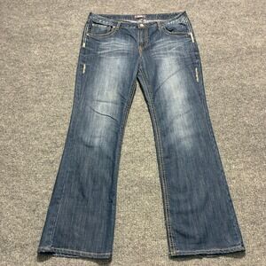 Karma Blue Womens Bootcut Jeans Juniors Size 17 Mid Rise Casual Stretch Denim